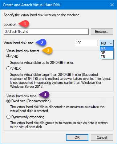 آموزش ایجاد هارد دیسک مجازی در ویندوز 10
